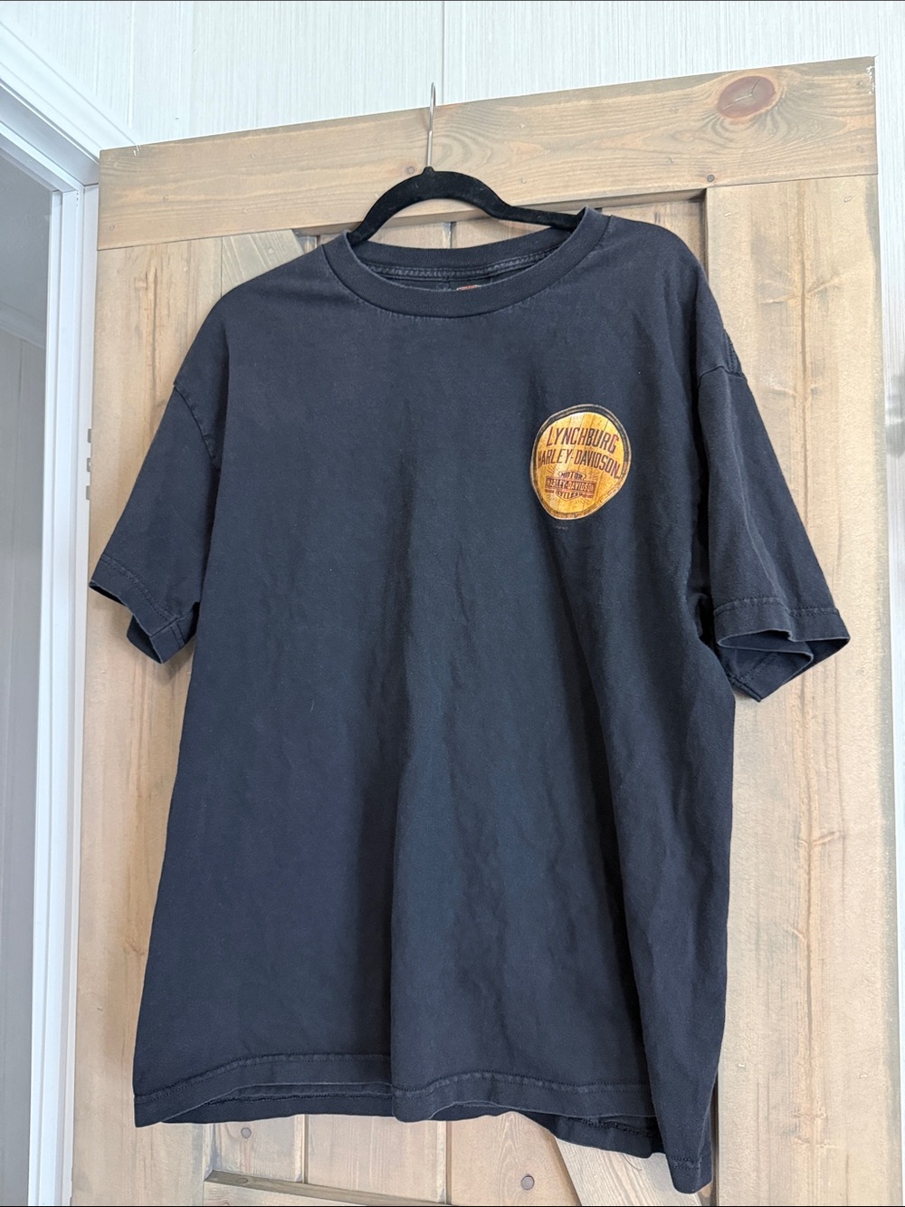 Harley-Davidson Black Short Sleeve T-Shirt with Yellow Chest Patch